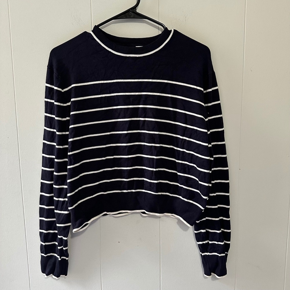 H&M blue and white Striped Sweatshirt size S